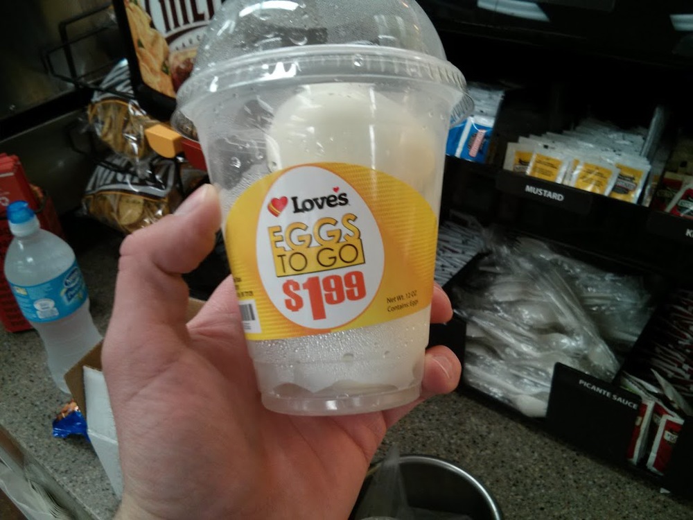 I bought a cup of eggs at one of my rest stops