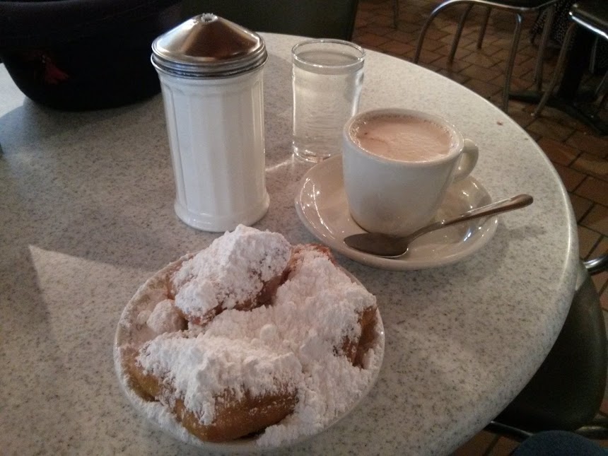 The table had a bottle of powdered sugar, as if I needed any more...
