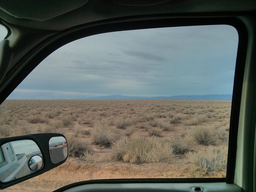 Out one side of my truck- absolutely nothing taller than a foot until you reach the mountains 20 miles away