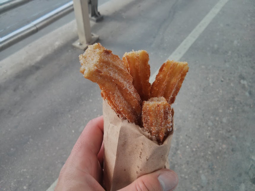 Someone was selling churros on the bridge across the border. Yay, sugary snacks!