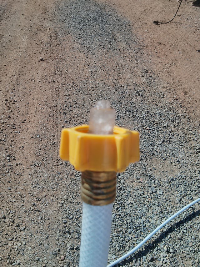 This is what happens when your water line freezes overnight. Totally didn't expect routine freezing nights in New Mexico.